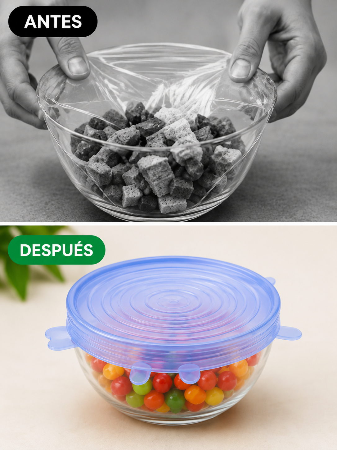 Antes y después tapas de silicona