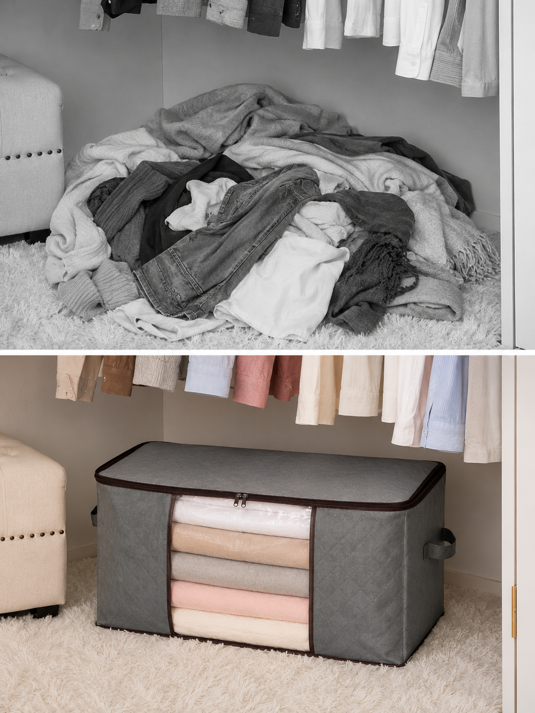 Antes y después bolsa organizadora
