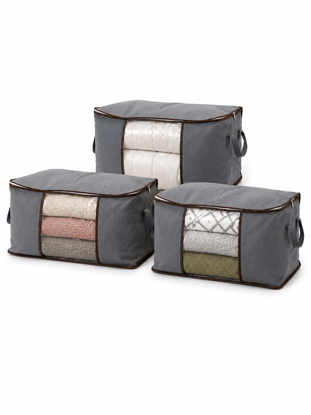 3 bolsas organizadoras grises