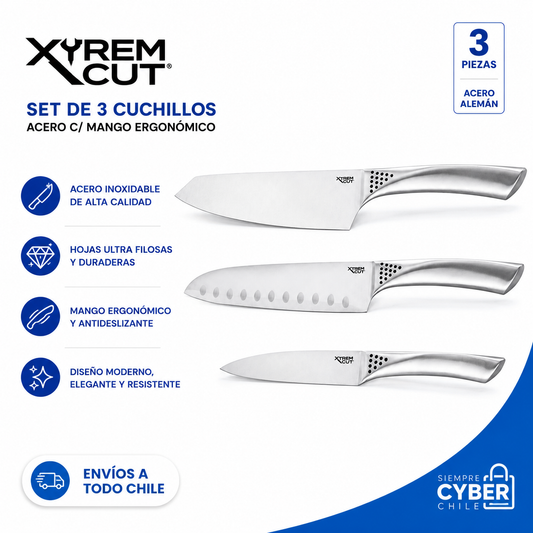 Xtrem Cut Set 3 Cuchillos Acero Inox