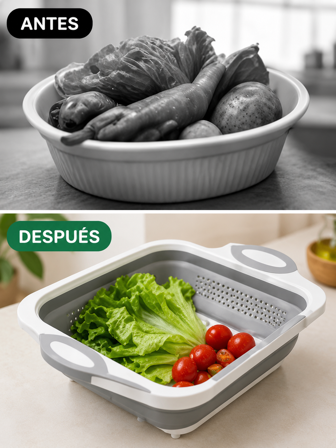 Antes y después tabla colador